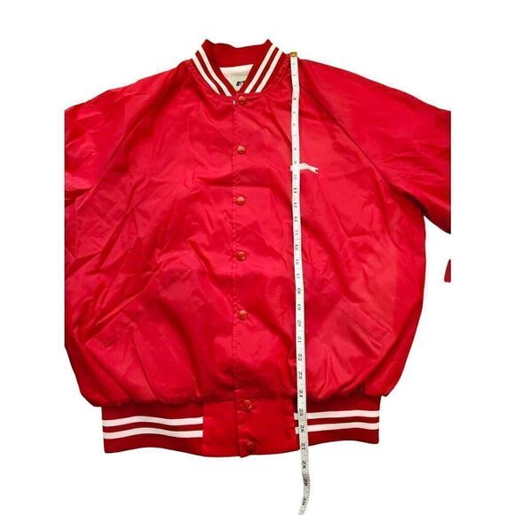 Vintage 80's/90's Made in USA XL fleece lined jacket soft shell Red white snap - Picture 3 of 9